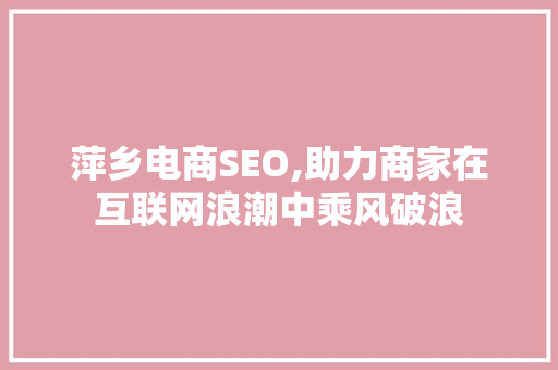 萍乡电商SEO,助力商家在互联网浪潮中乘风破浪