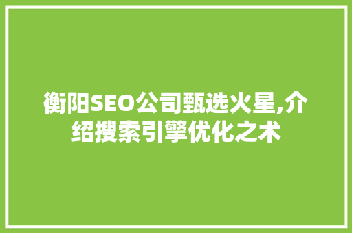 衡阳SEO公司甄选火星,介绍搜索引擎优化之术 必应SEO
