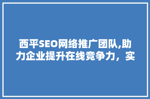 西平SEO网络推广团队,助力企业提升在线竞争力，实现品牌价值最大化 百度SEO