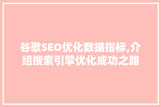 谷歌SEO优化数据指标,介绍搜索引擎优化成功之路