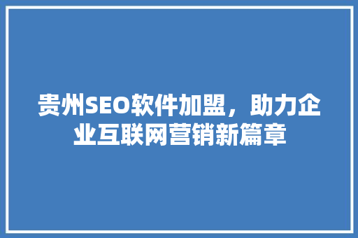贵州SEO软件加盟，助力企业互联网营销新篇章