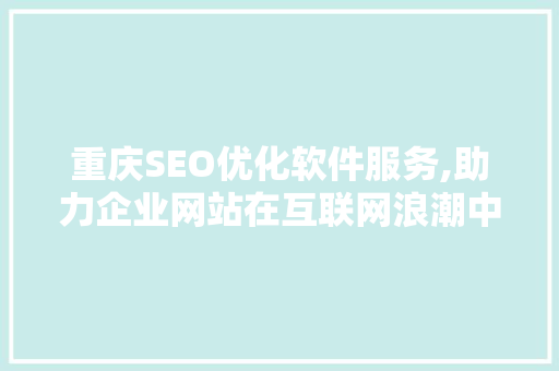 重庆SEO优化软件服务,助力企业网站在互联网浪潮中乘风破浪 百度SEO