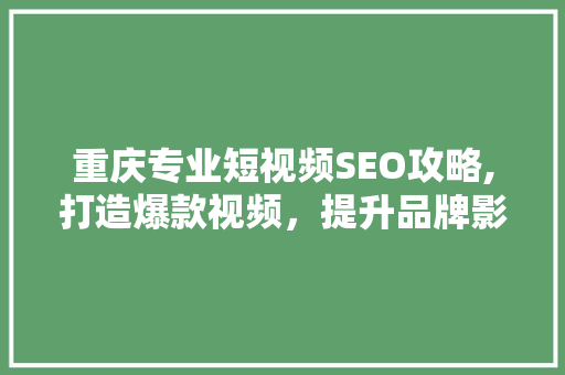 重庆专业短视频SEO攻略,打造爆款视频，提升品牌影响力 百度SEO