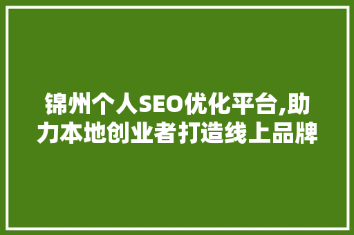 锦州个人SEO优化平台,助力本地创业者打造线上品牌新高度