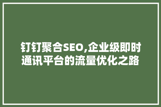 钉钉聚合SEO,企业级即时通讯平台的流量优化之路 SEO关键词