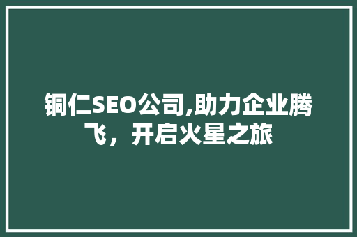 铜仁SEO公司,助力企业腾飞，开启火星之旅 SEO关键词