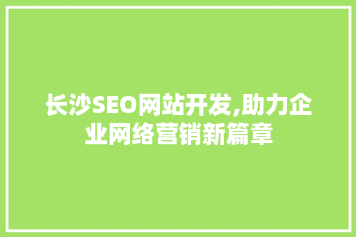 长沙SEO网站开发,助力企业网络营销新篇章 搜狗SEO