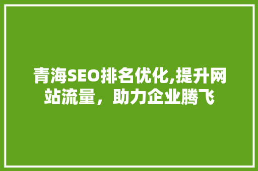 青海SEO排名优化,提升网站流量，助力企业腾飞 搜狗SEO