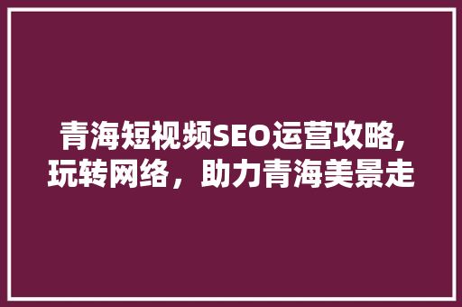 青海短视频SEO运营攻略,玩转网络，助力青海美景走向世界 搜狗SEO