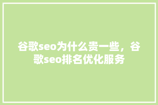 谷歌seo为什么贵一些，谷歌seo排名优化服务 必应SEO