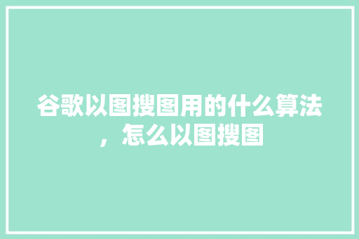 谷歌以图搜图用的什么算法，怎么以图搜图 必应SEO