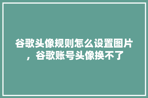 谷歌头像规则怎么设置图片，谷歌账号头像换不了 网站建设公司