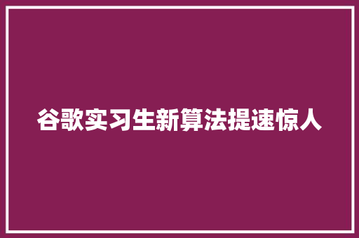 谷歌实习生新算法提速惊人