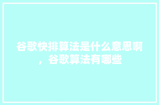 谷歌快排算法是什么意思啊，谷歌算法有哪些 必应SEO
