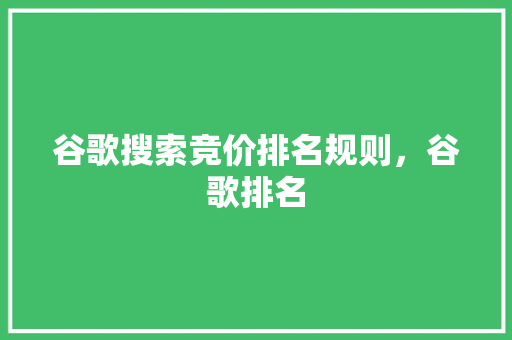 谷歌搜索竞价排名规则，谷歌排名 神马SEO