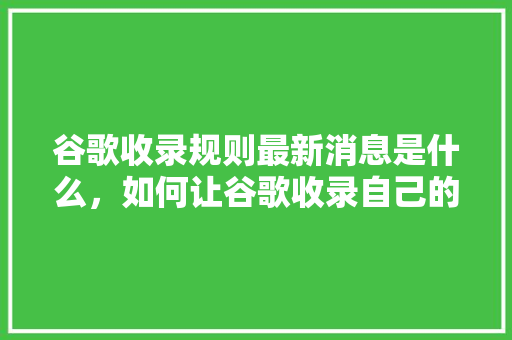 谷歌收录规则最新消息是什么，如何让谷歌收录自己的网站 百度SEO