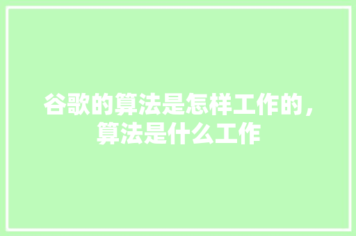 谷歌的算法是怎样工作的，算法是什么工作 必应SEO