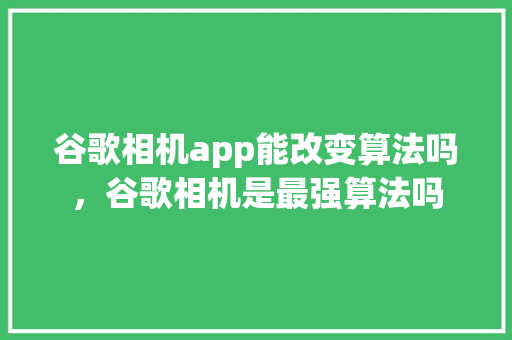 谷歌相机app能改变算法吗，谷歌相机是最强算法吗 网站建设公司