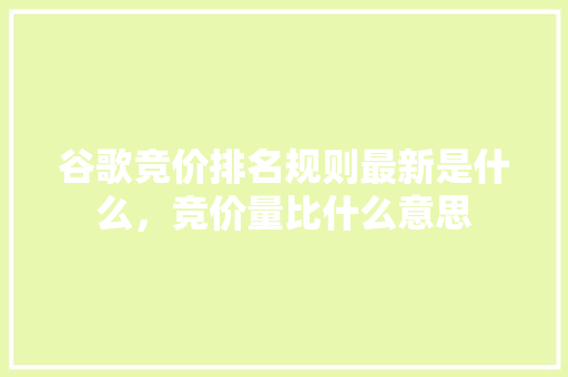 谷歌竞价排名规则最新是什么，竞价量比什么意思 百度SEO