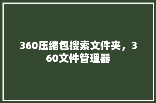 360压缩包搜索文件夹，360文件管理器 必应SEO