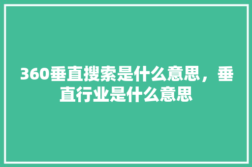360垂直搜索是什么意思，垂直行业是什么意思