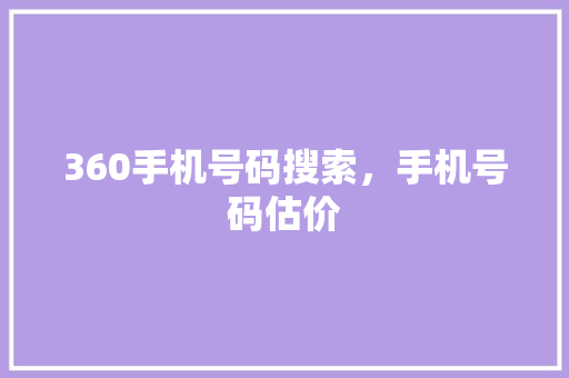 360手机号码搜索，手机号码估价 网站建设公司