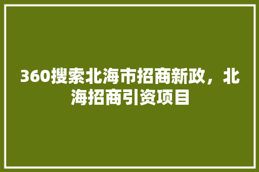 360搜索北海市招商新政，北海招商引资项目 SEO关键词