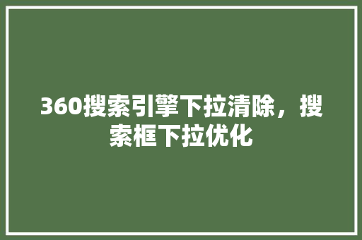 360搜索引擎下拉清除，搜索框下拉优化 百度SEO