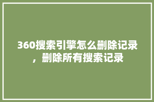 360搜索引擎怎么删除记录，删除所有搜索记录 必应SEO