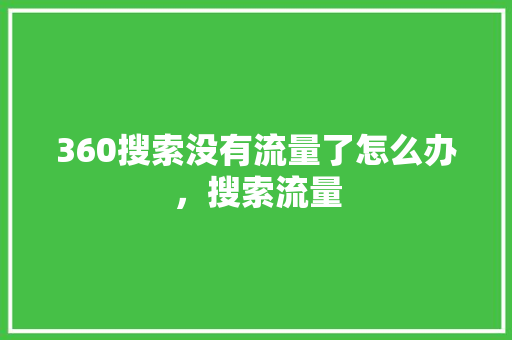 360搜索没有流量了怎么办，搜索流量 百度SEO