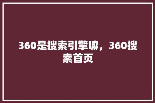 360是搜索引擎嘛，360搜索首页 百度SEO