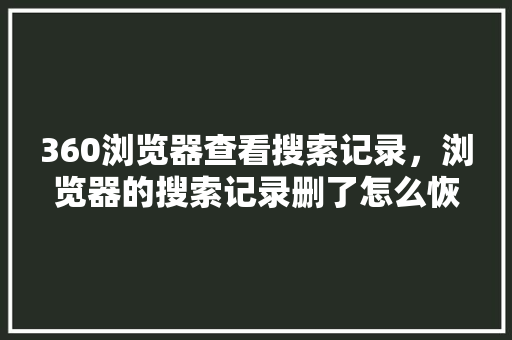 360浏览器查看搜索记录，浏览器的搜索记录删了怎么恢复 必应SEO