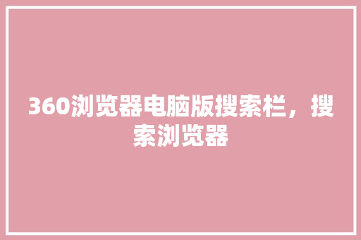 360浏览器电脑版搜索栏，搜索浏览器