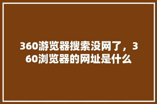360游览器搜索没网了，360浏览器的网址是什么 百度SEO