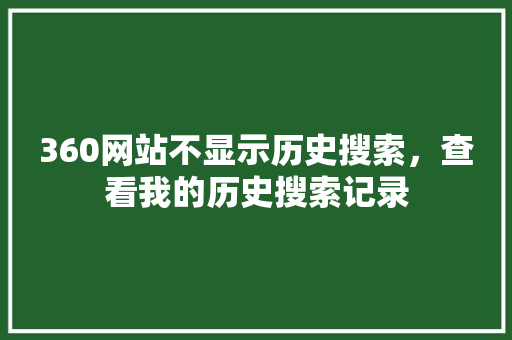 360网站不显示历史搜索，查看我的历史搜索记录 必应SEO