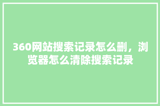 360网站搜索记录怎么删，浏览器怎么清除搜索记录 神马SEO