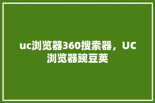 uc浏览器360搜索器，UC浏览器豌豆荚