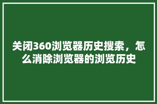 关闭360浏览器历史搜索，怎么消除浏览器的浏览历史 神马SEO