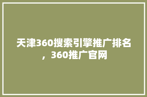 天津360搜索引擎推广排名，360推广官网 网站建设公司