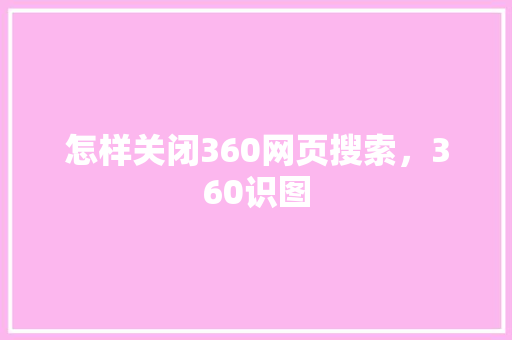 怎样关闭360网页搜索，360识图