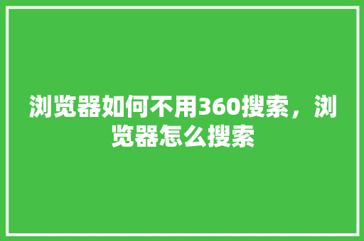 浏览器如何不用360搜索，浏览器怎么搜索 神马SEO
