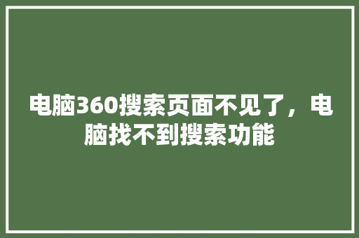 电脑360搜索页面不见了，电脑找不到搜索功能 百度SEO