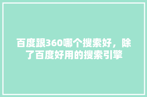 百度跟360哪个搜索好，除了百度好用的搜索引擎 SEO关键词