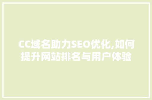 CC域名助力SEO优化,如何提升网站排名与用户体验 SEO关键词