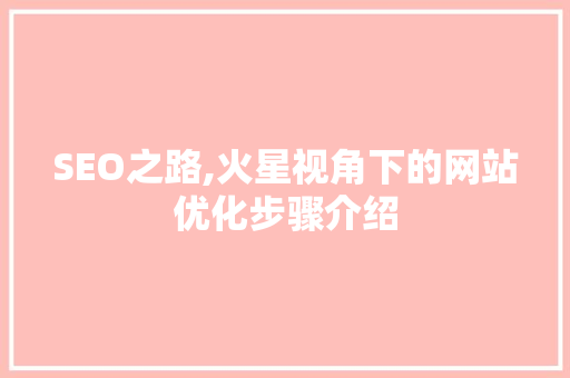 SEO之路,火星视角下的网站优化步骤介绍 百度SEO