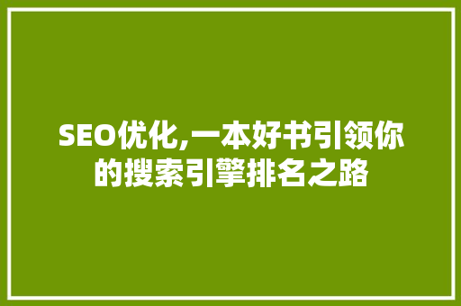 SEO优化,一本好书引领你的搜索引擎排名之路 百度SEO