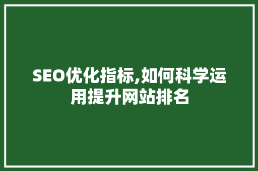 SEO优化指标,如何科学运用提升网站排名 百度SEO