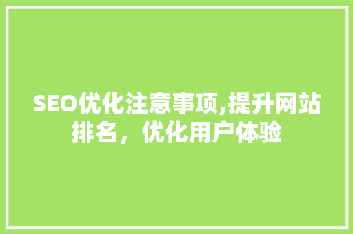 SEO优化注意事项,提升网站排名，优化用户体验 网站建设公司