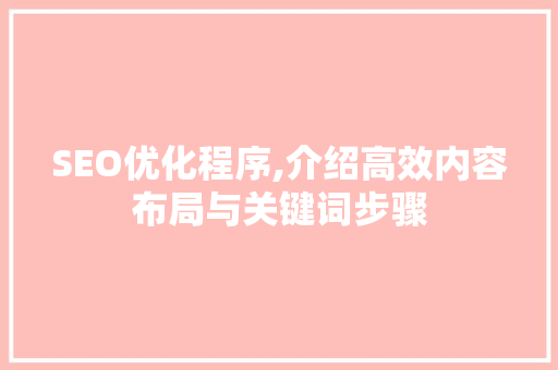 SEO优化程序,介绍高效内容布局与关键词步骤 网站建设公司