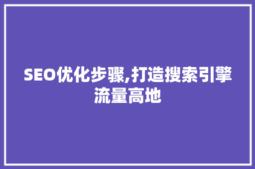 SEO优化步骤,打造搜索引擎流量高地 网站建设公司